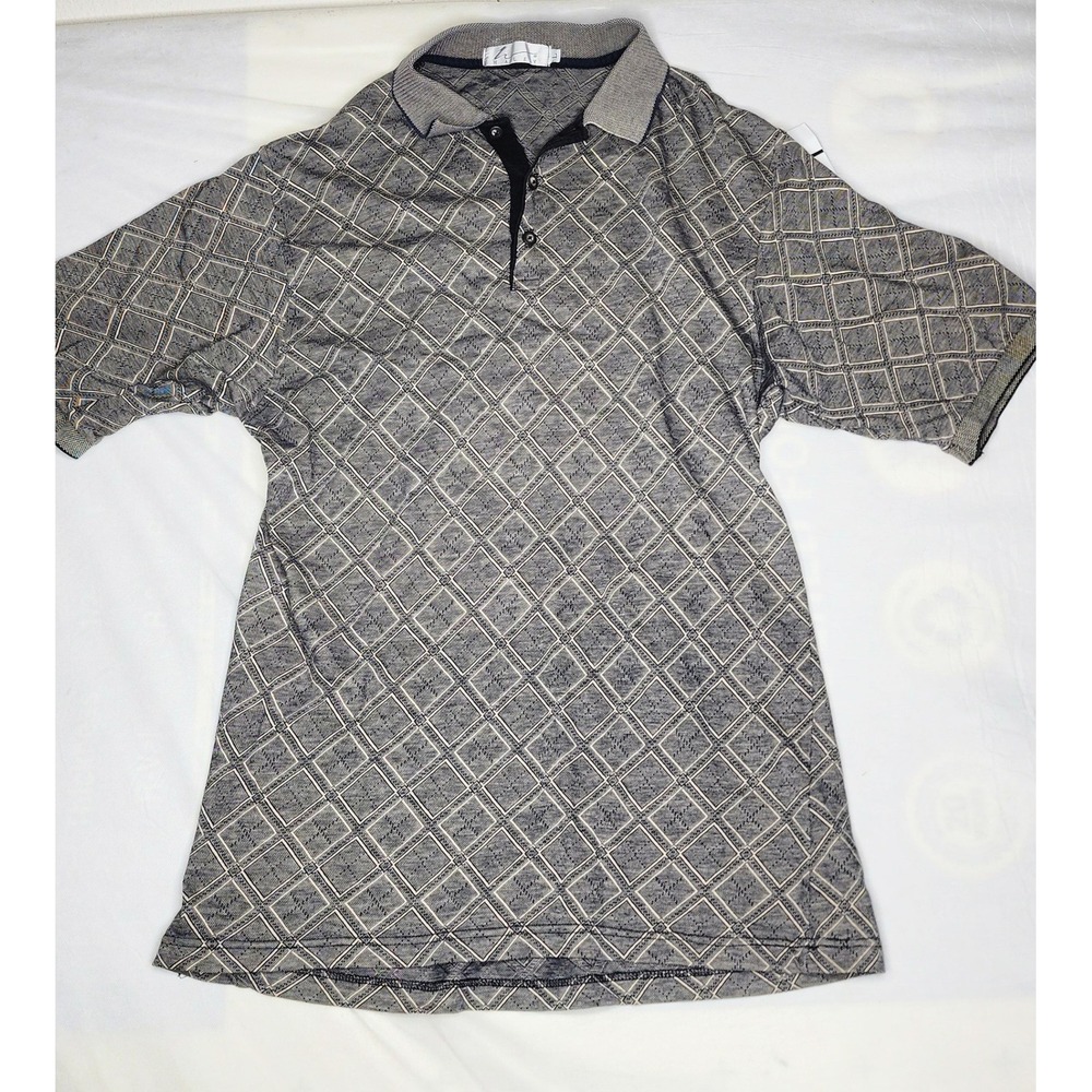 VTG Haley Geometric Print Polo Shirt Short Sleeve Collared Casual‎ Mens Top Sz L